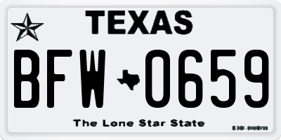 TX license plate BFW0659