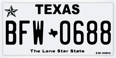 TX license plate BFW0688