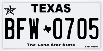 TX license plate BFW0705