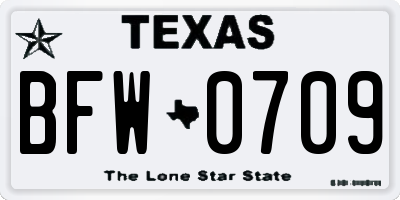 TX license plate BFW0709