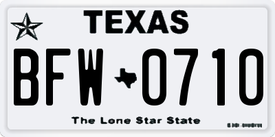 TX license plate BFW0710