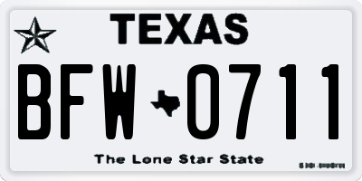 TX license plate BFW0711