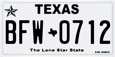 TX license plate BFW0712