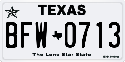 TX license plate BFW0713