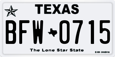 TX license plate BFW0715