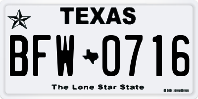 TX license plate BFW0716