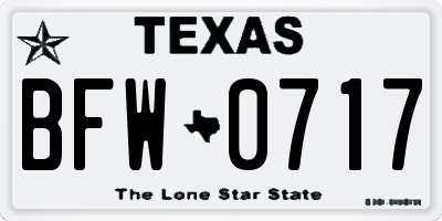 TX license plate BFW0717