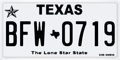 TX license plate BFW0719