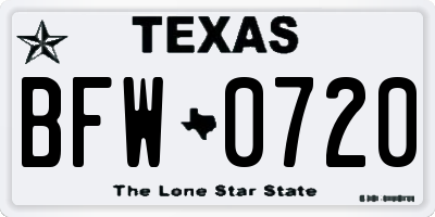 TX license plate BFW0720