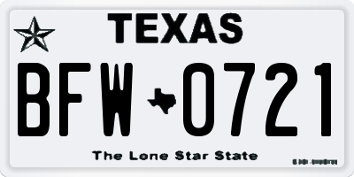 TX license plate BFW0721