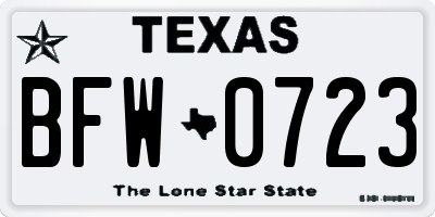 TX license plate BFW0723