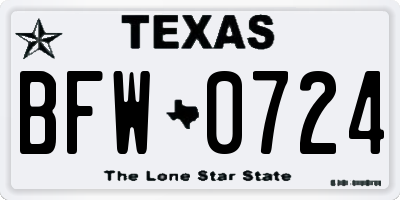 TX license plate BFW0724