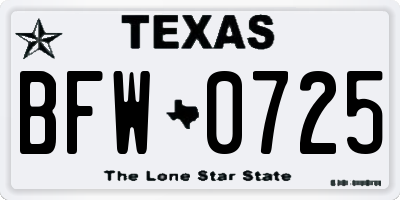 TX license plate BFW0725