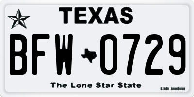TX license plate BFW0729