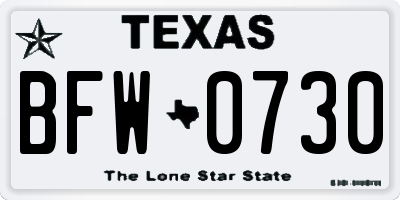 TX license plate BFW0730