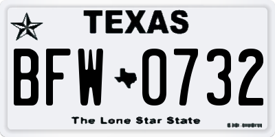 TX license plate BFW0732