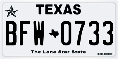 TX license plate BFW0733