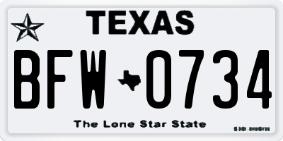 TX license plate BFW0734