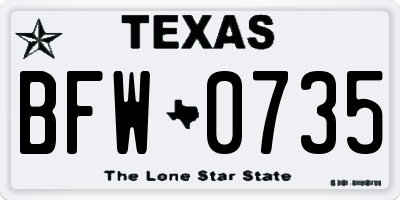 TX license plate BFW0735