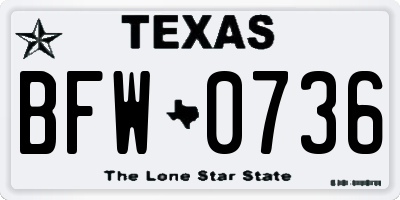 TX license plate BFW0736