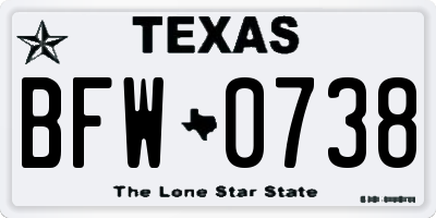 TX license plate BFW0738