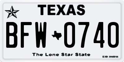TX license plate BFW0740