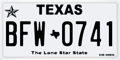 TX license plate BFW0741