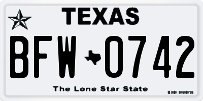 TX license plate BFW0742