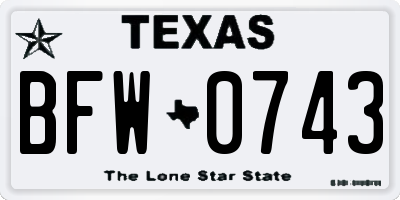 TX license plate BFW0743