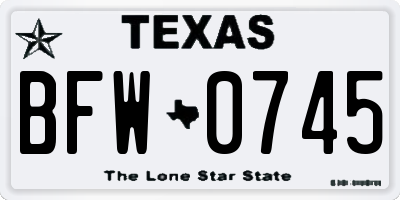 TX license plate BFW0745