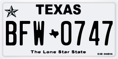 TX license plate BFW0747