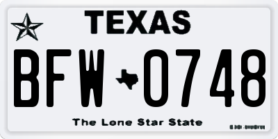 TX license plate BFW0748