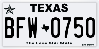 TX license plate BFW0750