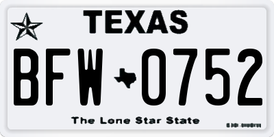 TX license plate BFW0752
