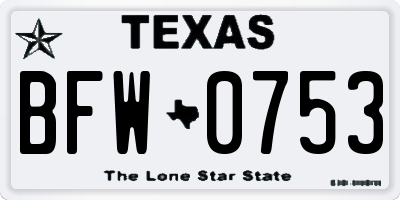 TX license plate BFW0753
