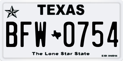 TX license plate BFW0754