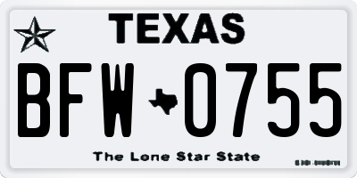 TX license plate BFW0755