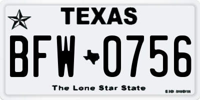 TX license plate BFW0756