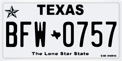 TX license plate BFW0757