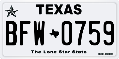 TX license plate BFW0759