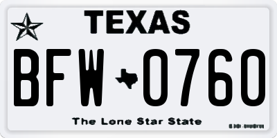 TX license plate BFW0760