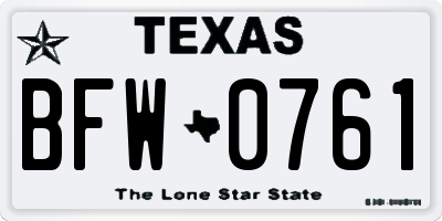 TX license plate BFW0761