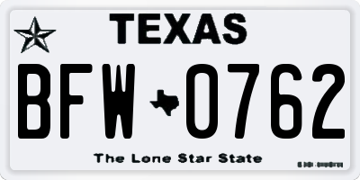 TX license plate BFW0762