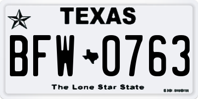 TX license plate BFW0763