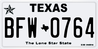 TX license plate BFW0764