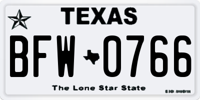TX license plate BFW0766