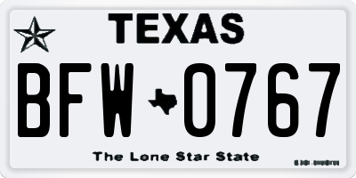 TX license plate BFW0767