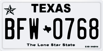 TX license plate BFW0768