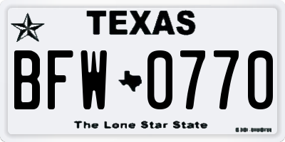 TX license plate BFW0770