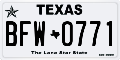 TX license plate BFW0771